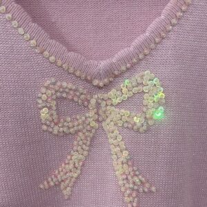 Coquette sequin Bow long sleeve tee